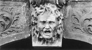 Sculpted head, Schloss Hainewalde, Sachsen, Germany